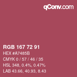 Color code: RGB 167 72 91 | qconv.com