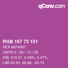 Color code: RGB 167 73 151 | qconv.com