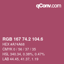 カラーコード: RGB 167 74.2 104.6 | qconv.com
