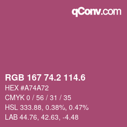 カラーコード: RGB 167 74.2 114.6 | qconv.com