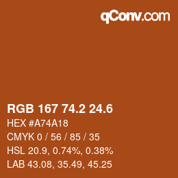 カラーコード: RGB 167 74.2 24.6 | qconv.com