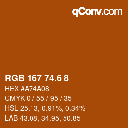 カラーコード: RGB 167 74.6 8 | qconv.com
