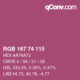 Color code: RGB 167 74 115 | qconv.com