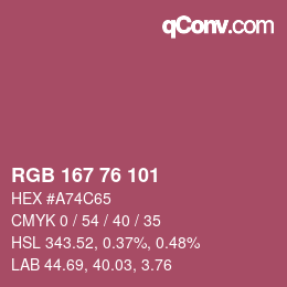 カラーコード: RGB 167 76 101 | qconv.com