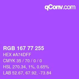 Color code: RGB 167 77 255 | qconv.com