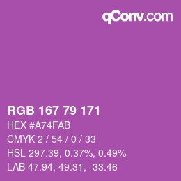 Color code: RGB 167 79 171 | qconv.com