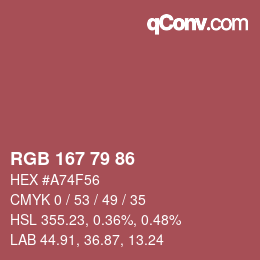 Farbcode: RGB 167 79 86 | qconv.com