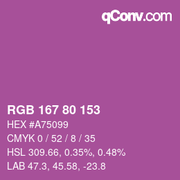 Color code: RGB 167 80 153 | qconv.com