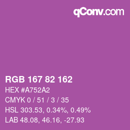 Color code: RGB 167 82 162 | qconv.com