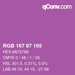Color code: RGB 167 87 165 | qconv.com