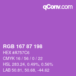 颜色代码: RGB 167 87 198 | qconv.com