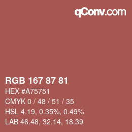 Color code: RGB 167 87 81 | qconv.com