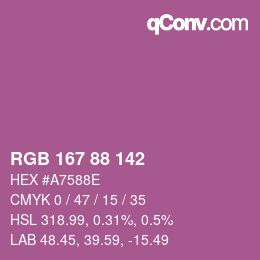 颜色代码: RGB 167 88 142 | qconv.com