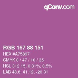 Color code: RGB 167 88 151 | qconv.com