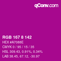 Color code: RGB 167 8 142 | qconv.com