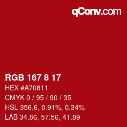 Color code: RGB 167 8 17 | qconv.com
