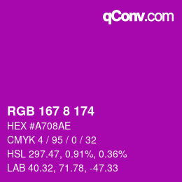 Color code: RGB 167 8 174 | qconv.com