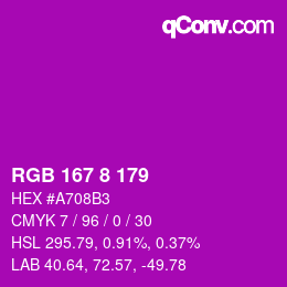 Color code: RGB 167 8 179 | qconv.com