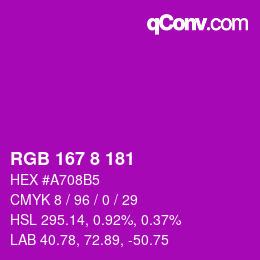 Color code: RGB 167 8 181 | qconv.com