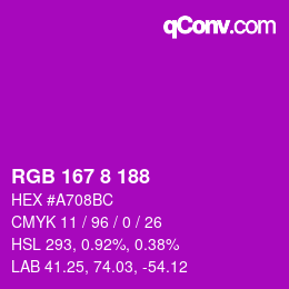 Color code: RGB 167 8 188 | qconv.com