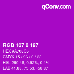 Color code: RGB 167 8 197 | qconv.com