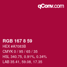 Color code: RGB 167 8 59 | qconv.com