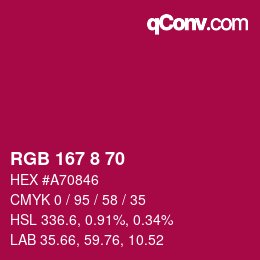 Color code: RGB 167 8 70 | qconv.com