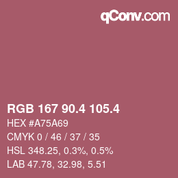 カラーコード: RGB 167 90.4 105.4 | qconv.com