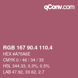 カラーコード: RGB 167 90.4 110.4 | qconv.com