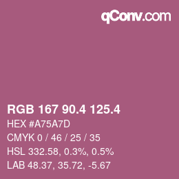 カラーコード: RGB 167 90.4 125.4 | qconv.com