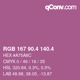 カラーコード: RGB 167 90.4 140.4 | qconv.com