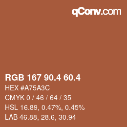 カラーコード: RGB 167 90.4 60.4 | qconv.com