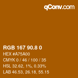 カラーコード: RGB 167 90.8 0 | qconv.com