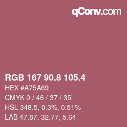 カラーコード: RGB 167 90.8 105.4 | qconv.com
