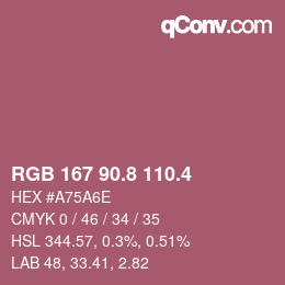 カラーコード: RGB 167 90.8 110.4 | qconv.com