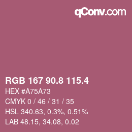 カラーコード: RGB 167 90.8 115.4 | qconv.com