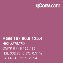 カラーコード: RGB 167 90.8 125.4 | qconv.com