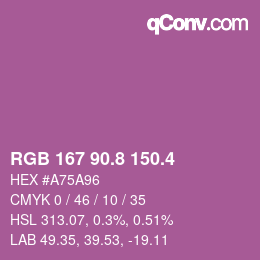 カラーコード: RGB 167 90.8 150.4 | qconv.com