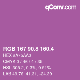 カラーコード: RGB 167 90.8 160.4 | qconv.com