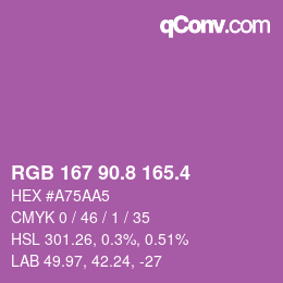 カラーコード: RGB 167 90.8 165.4 | qconv.com