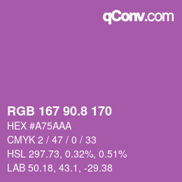 カラーコード: RGB 167 90.8 170 | qconv.com