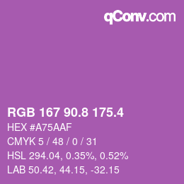 カラーコード: RGB 167 90.8 175.4 | qconv.com