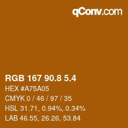 カラーコード: RGB 167 90.8 5.4 | qconv.com