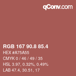 カラーコード: RGB 167 90.8 85.4 | qconv.com