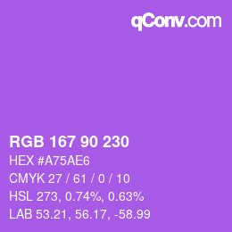 Color code: RGB 167 90 230 | qconv.com