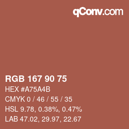 Farbcode: RGB 167 90 75 | qconv.com