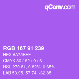Color code: RGB 167 91 239 | qconv.com