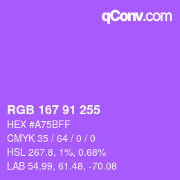 Color code: RGB 167 91 255 | qconv.com