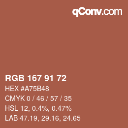 Código de color: RGB 167 91 72 | qconv.com