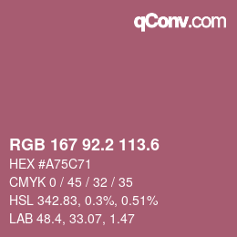 カラーコード: RGB 167 92.2 113.6 | qconv.com